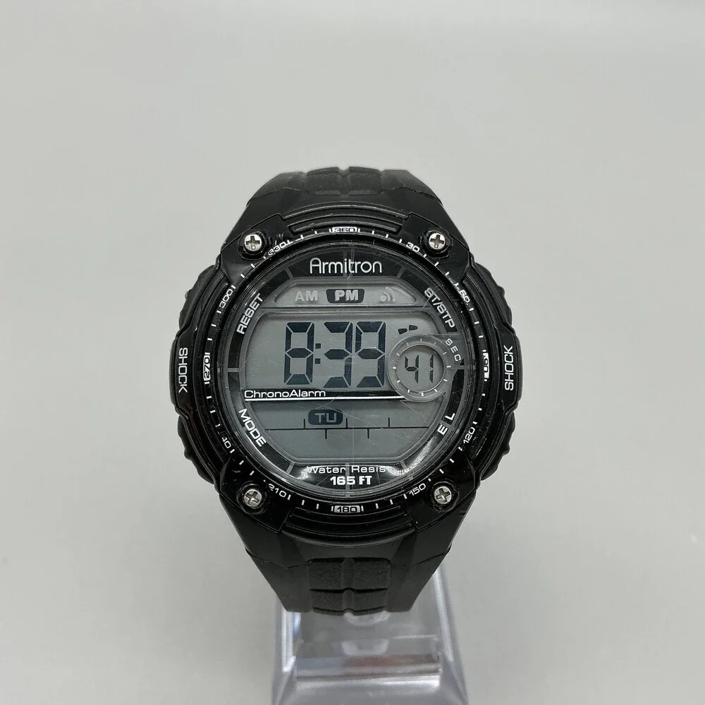 Armitron All-Sport 40/8322 Mens Watch 45mm Digital Black Chrono Alarm Day Date